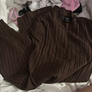 SHEIN Chocolate Ribbed Top